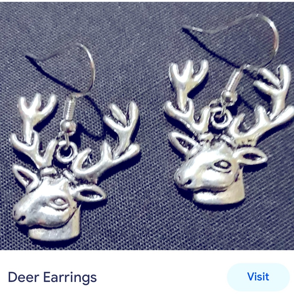 New deer earrings French wire in pewter